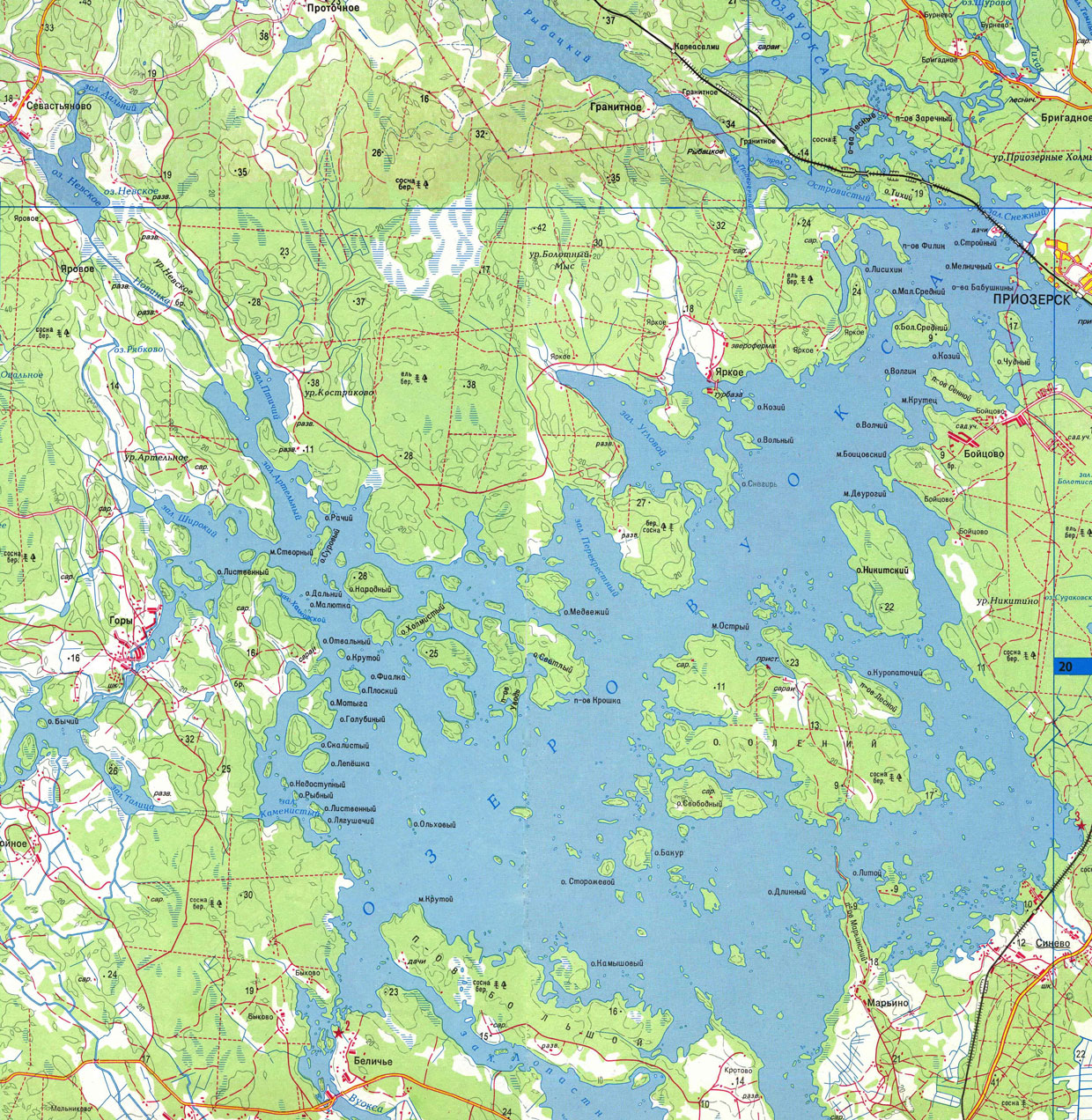 Карта озера Вуокса
